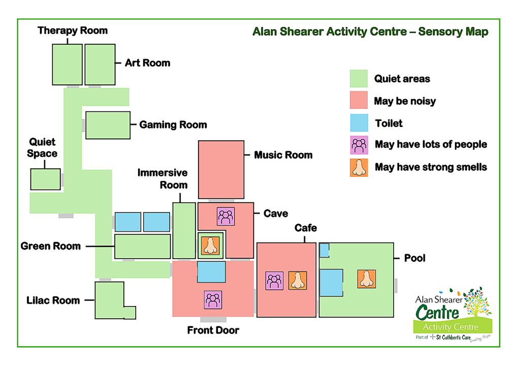 Easy read sensory map for the alan shearer centre