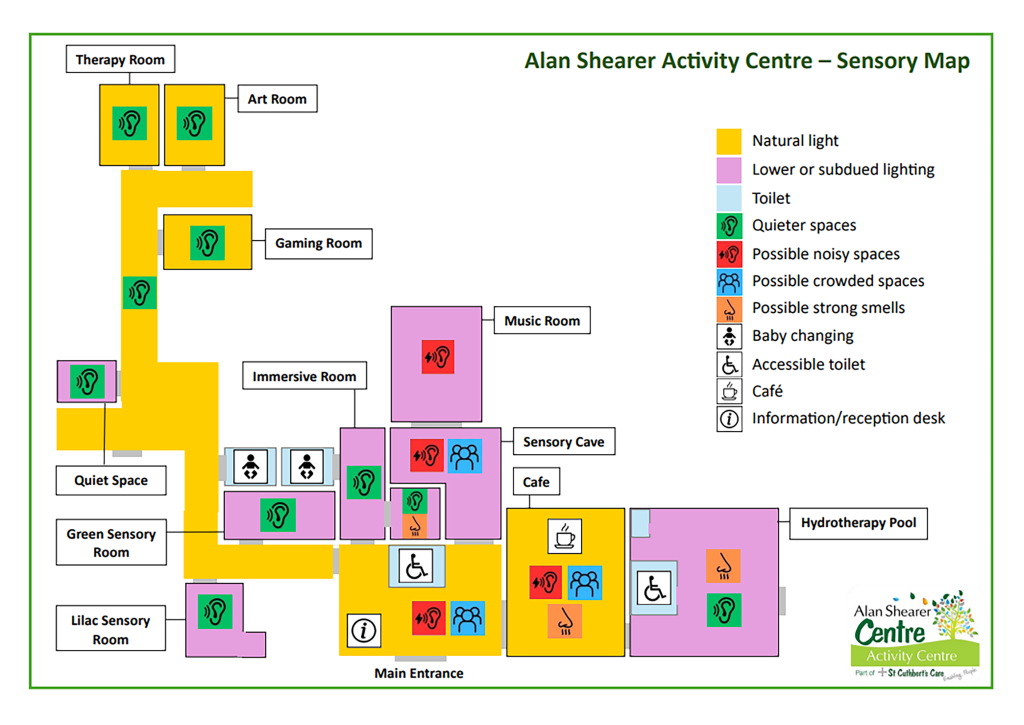 Showing a sensory map for the alan shearer centre